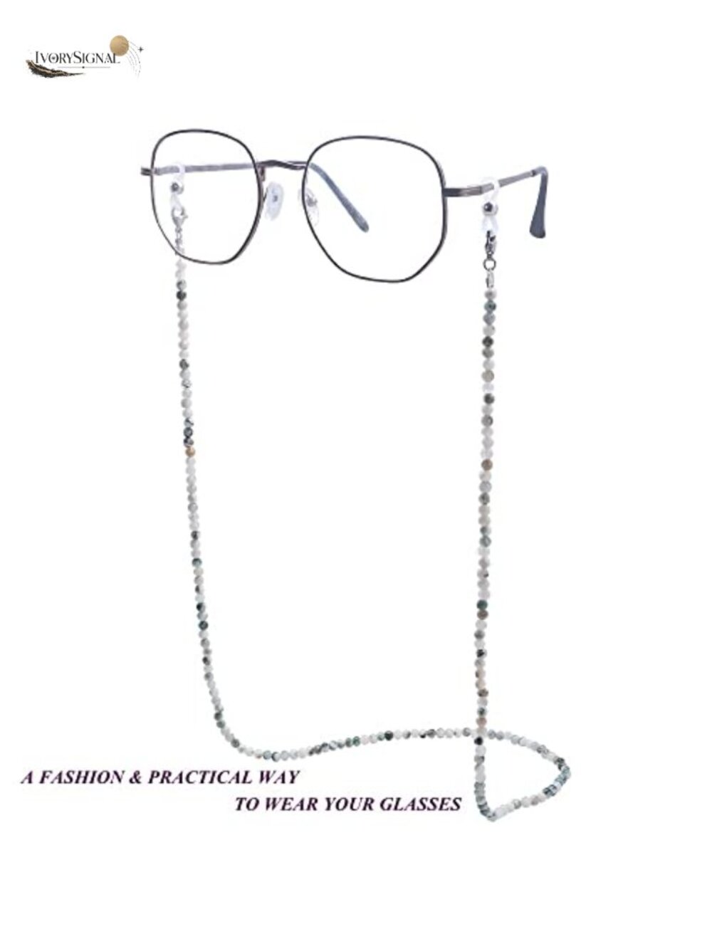 Beaded Eyeglass Chain Lanyard for Women - Natural Stone - Picture 3 of 6